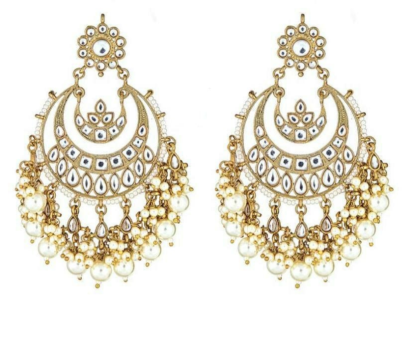 Gold Pearl Chandbali
