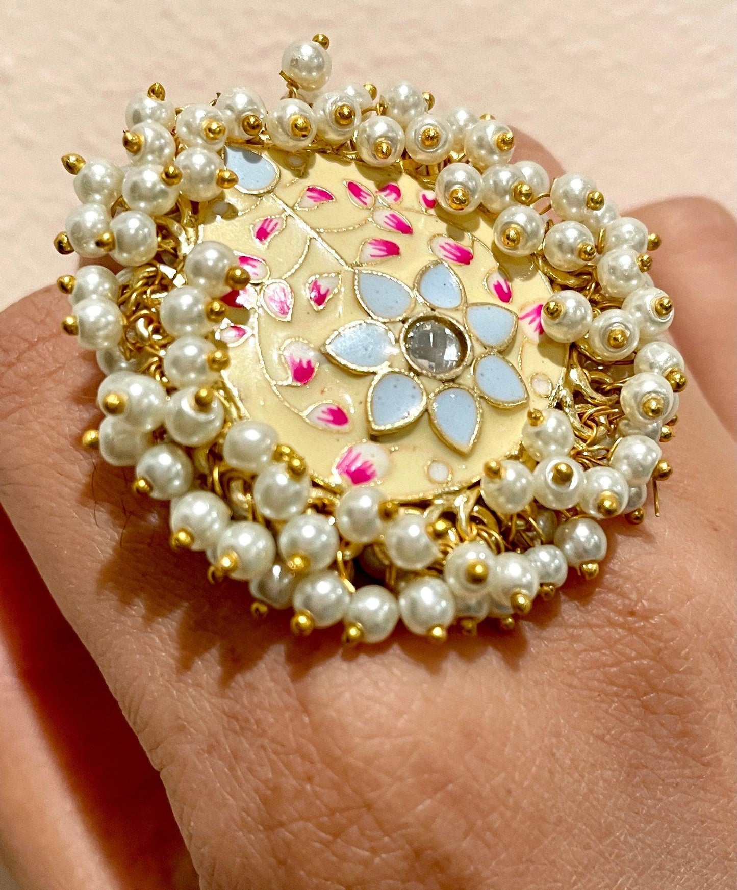 Yellow Meenakari Ring