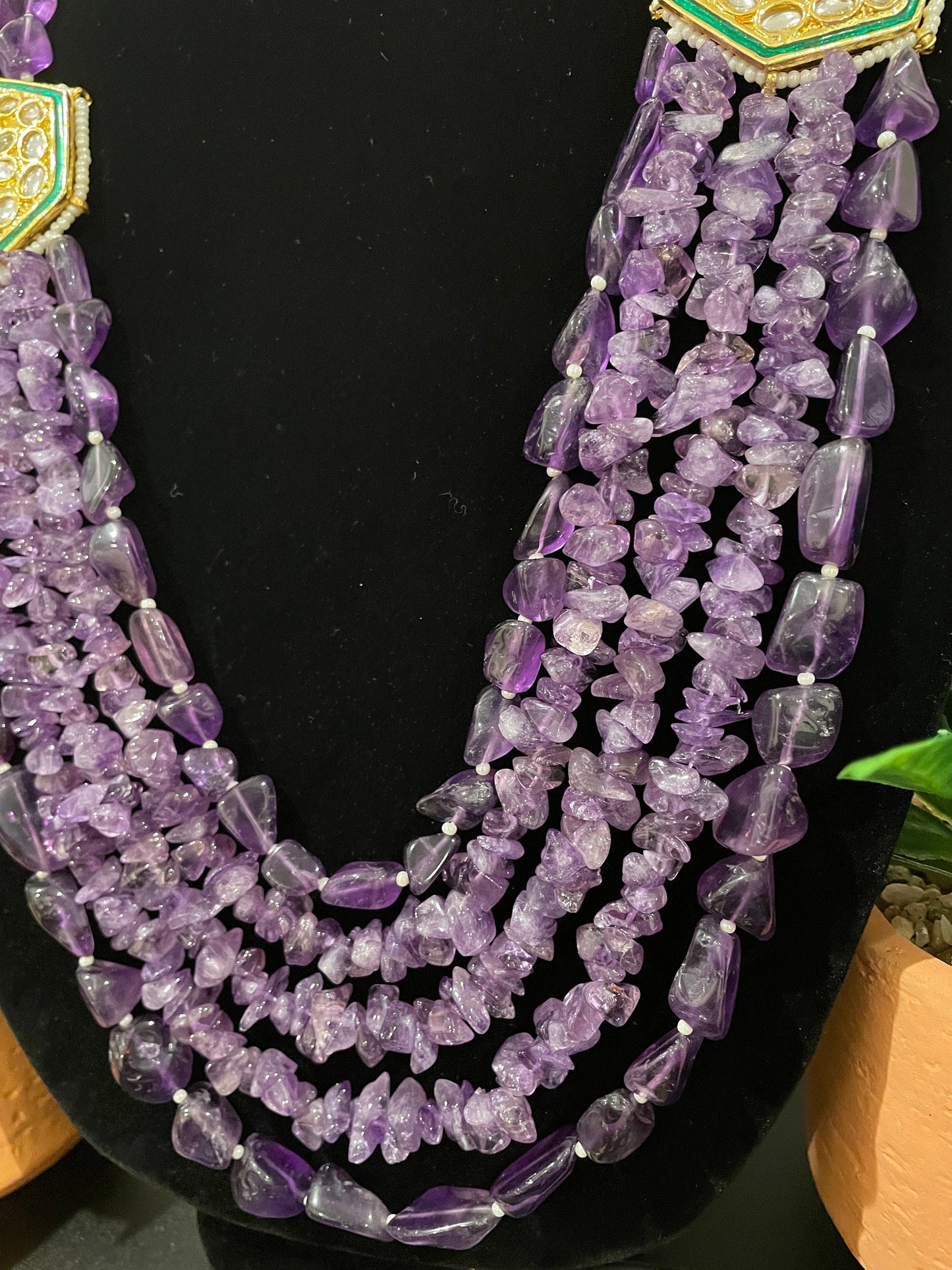 Purple Kundan Long Necklace