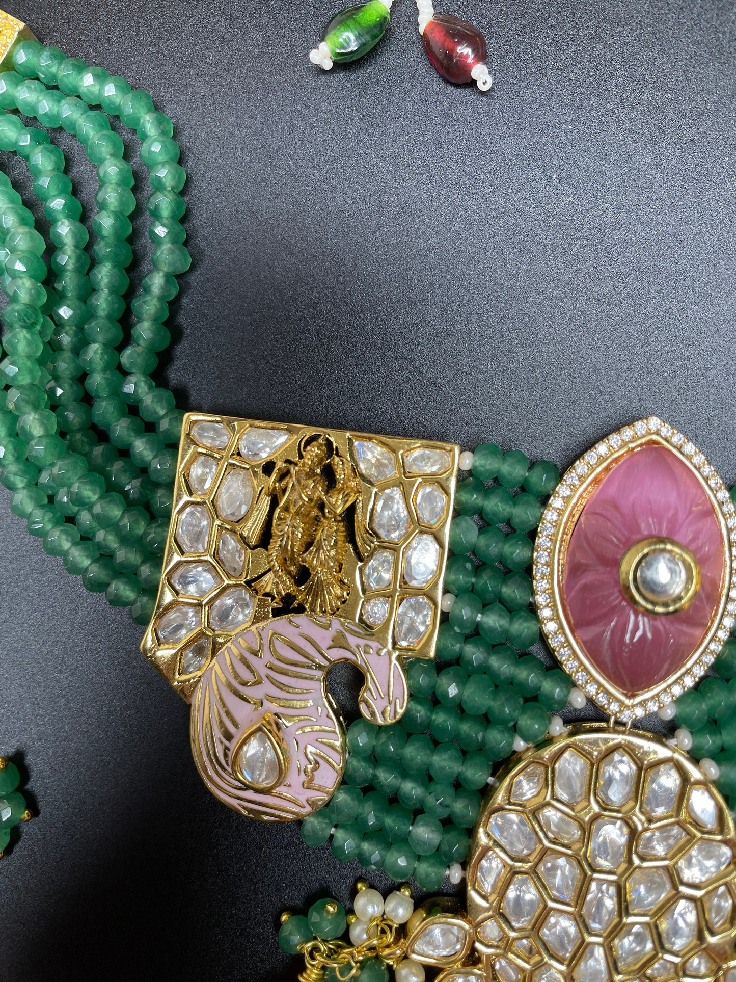 Conjunto Sangeet Green Gold Kundan