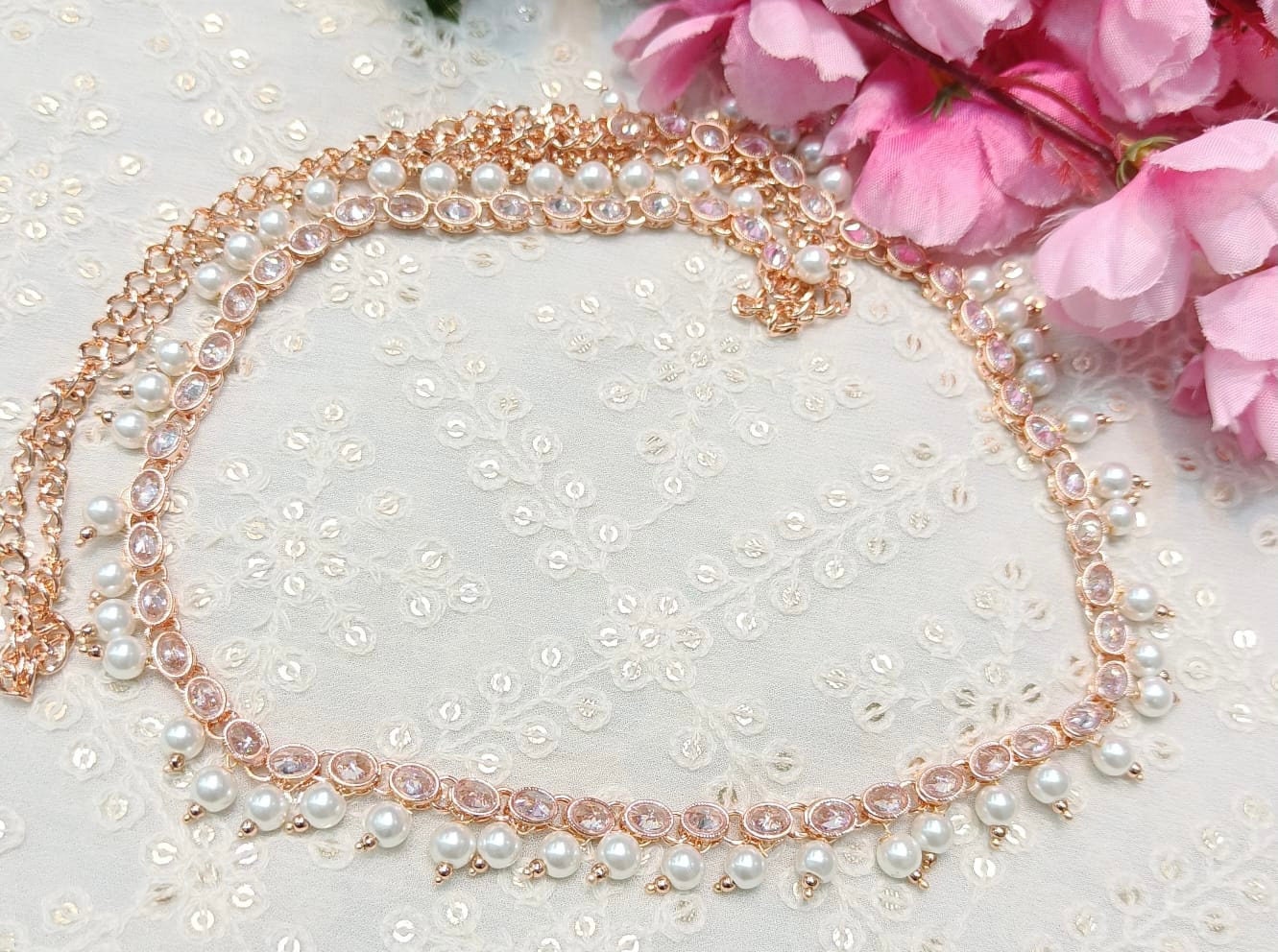 Cinturón de cintura indio de oro rosa/cinturón de cintura kundan/kamarbandh/polki kamarbandh/accesorio de cintura indio/kamarbandh nupcial/cadena del vientre/cadena de cadera