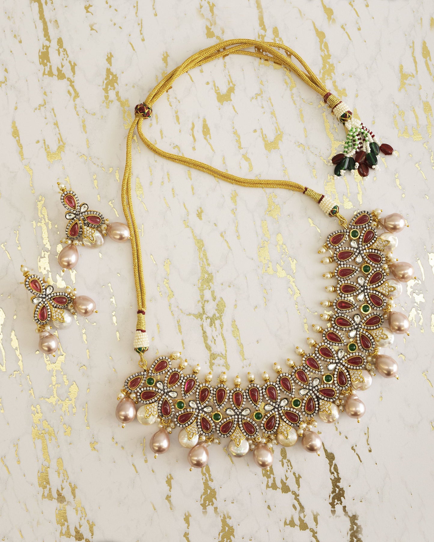 gargantilla pachi kundan rosa