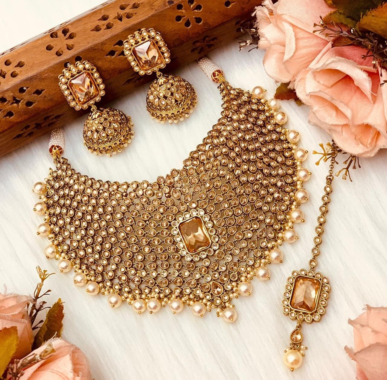 Gold Bronze bridal set