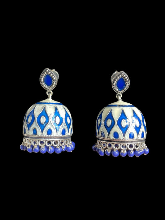 Blue and white stone drop earrings for South Asian outdoor wedding and engagement MerakeJewelry