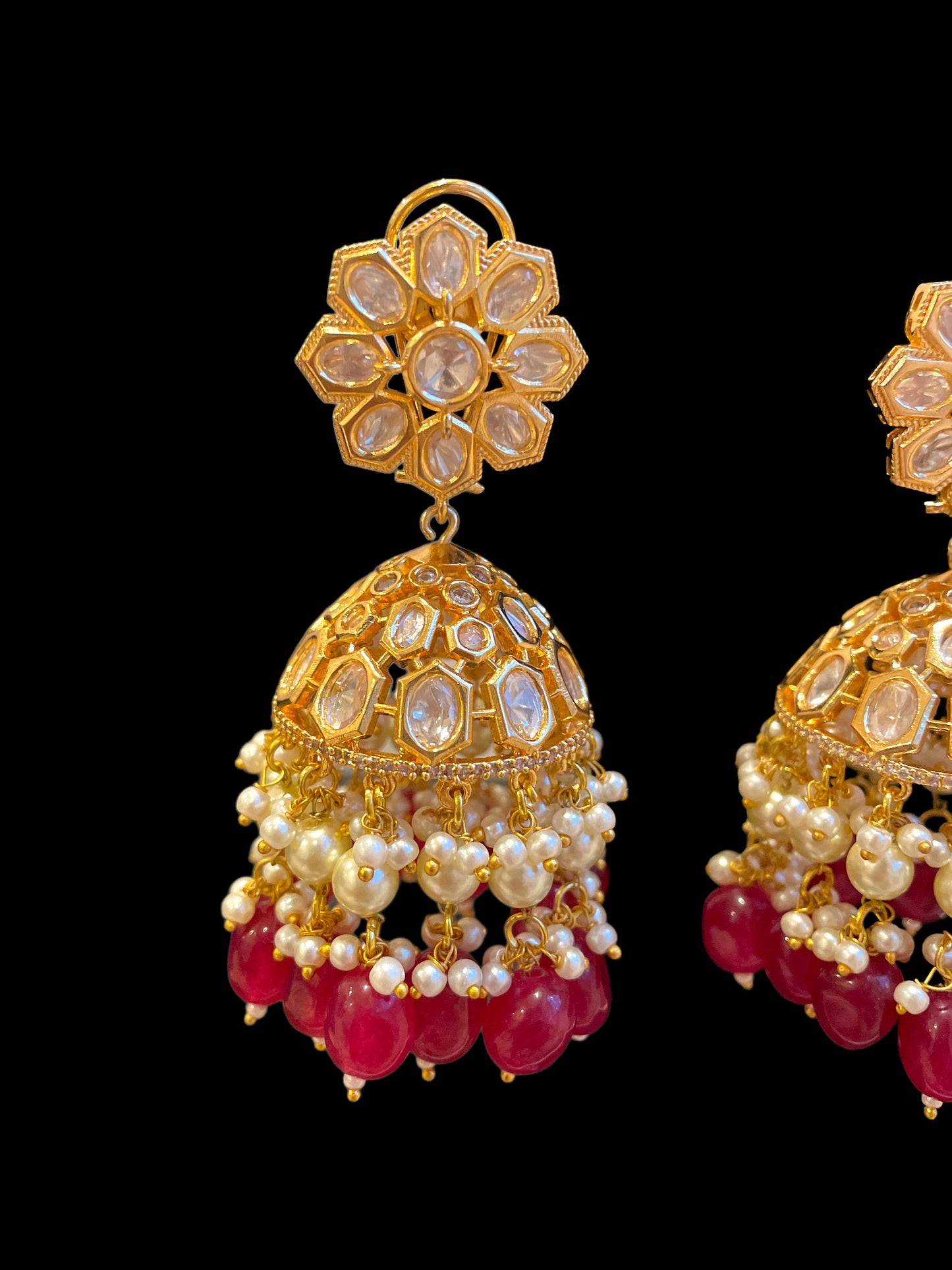 Polki Pink and Gold Chandbali Choker