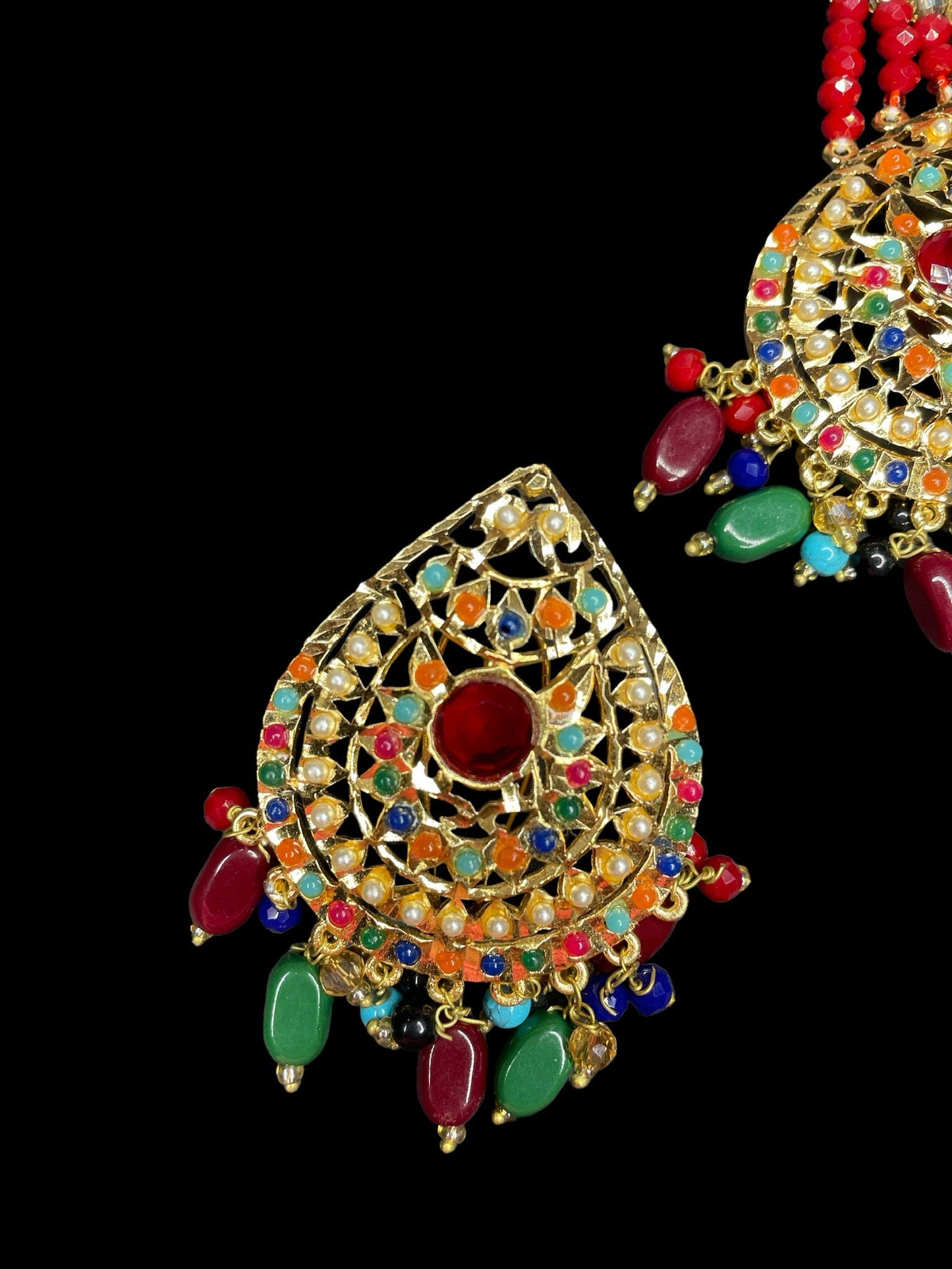Gold Mirror tikka jhumka
