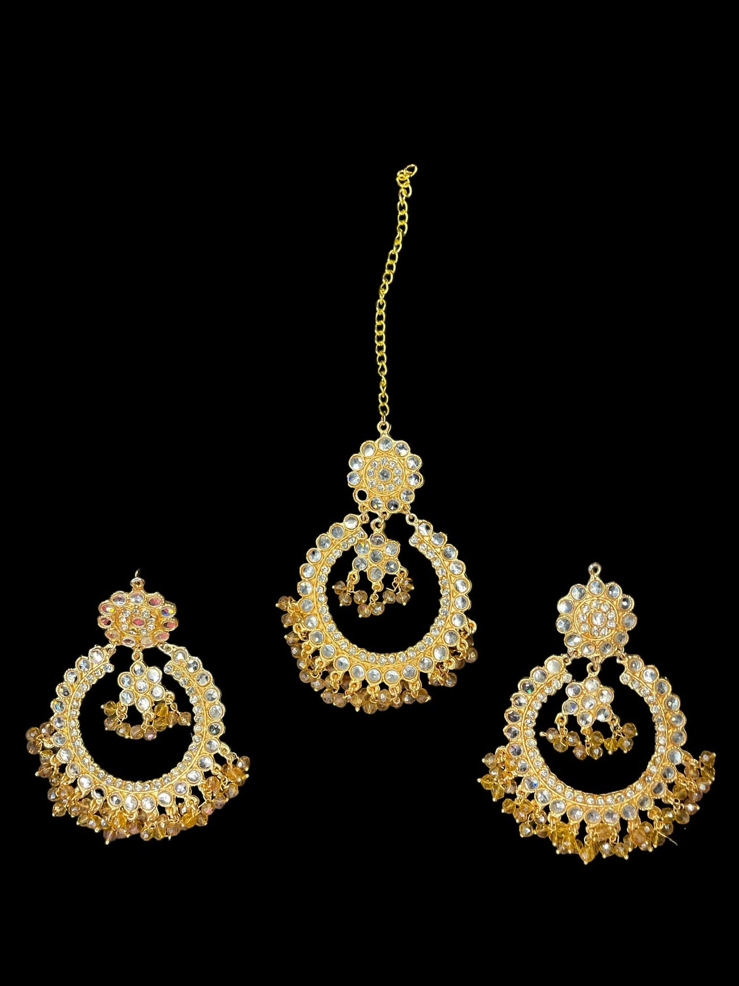 Gold Mirror tikka jhumka