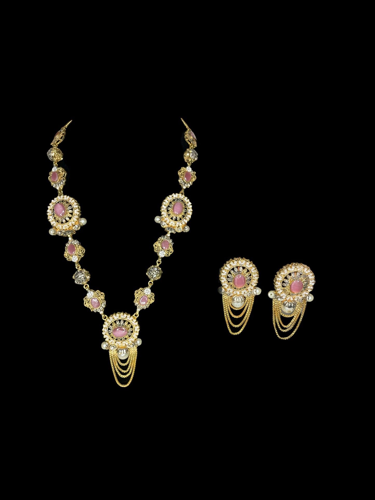 Collar indio largo Rani Haar rubí multi perla/navratan/collar Kundan jadau/joyería nupcial india/conjunto de declaración hyderabadi semipreciosa