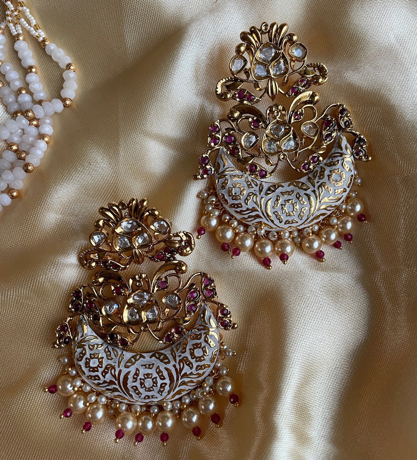 Long Meenakari Kundan Necklace with earrings