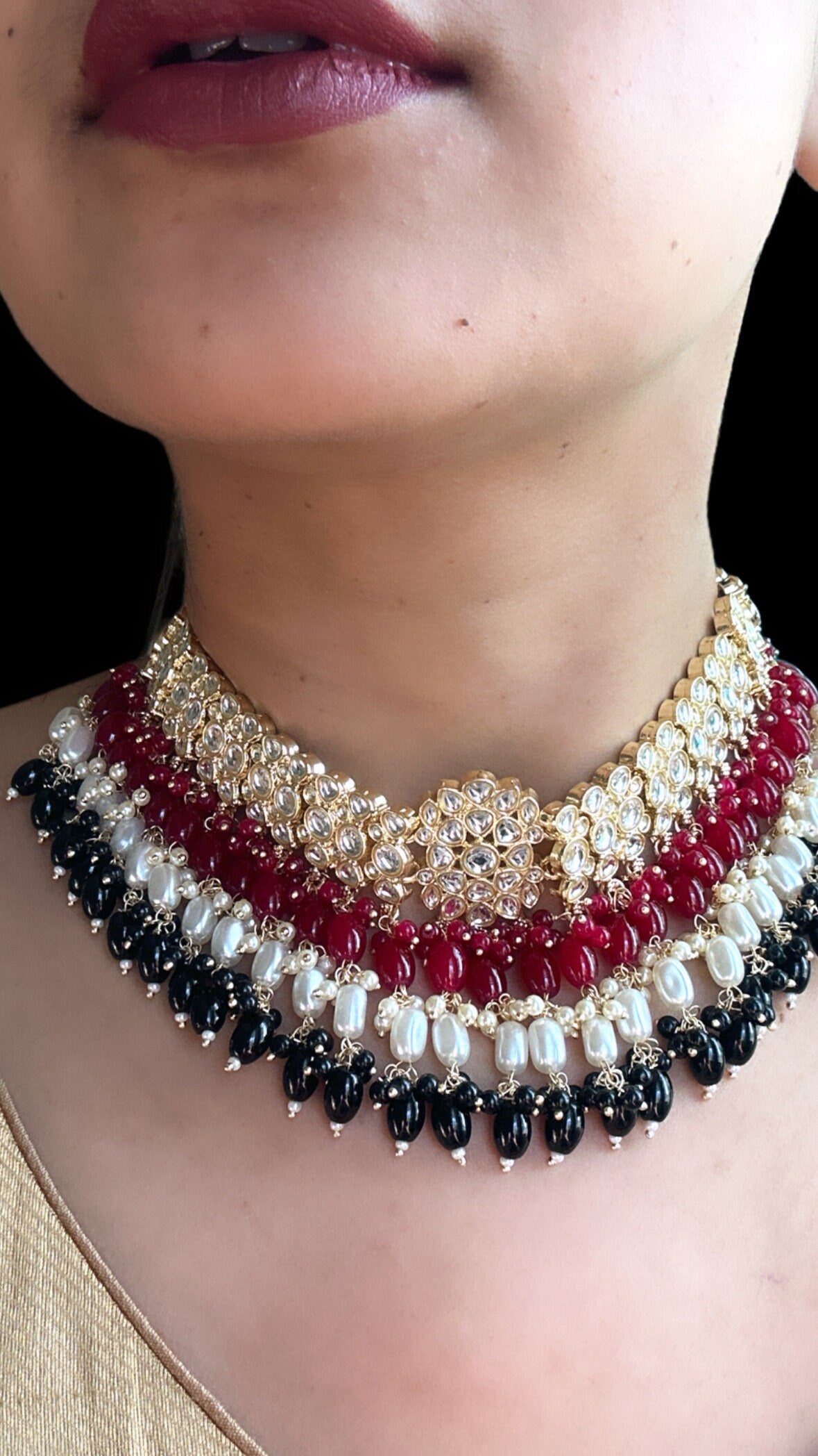 Conjunto de gargantilla de boda india/collar kundan brillante colorido tikka/gargantilla india verde/gargantilla Polki roja/collar Sabyasachi/joyas punjabi