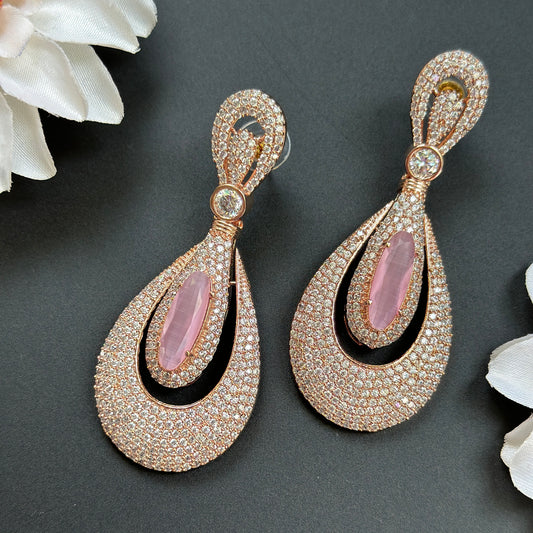 AD Pink Rose Gold Earrings MerakeJewelry