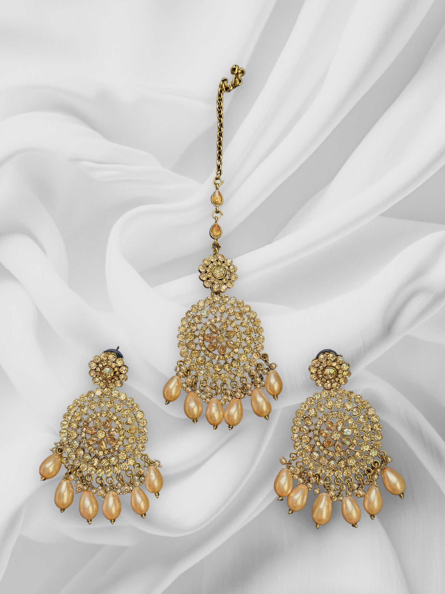 Conjunto Polki Tikka Oro Bronce