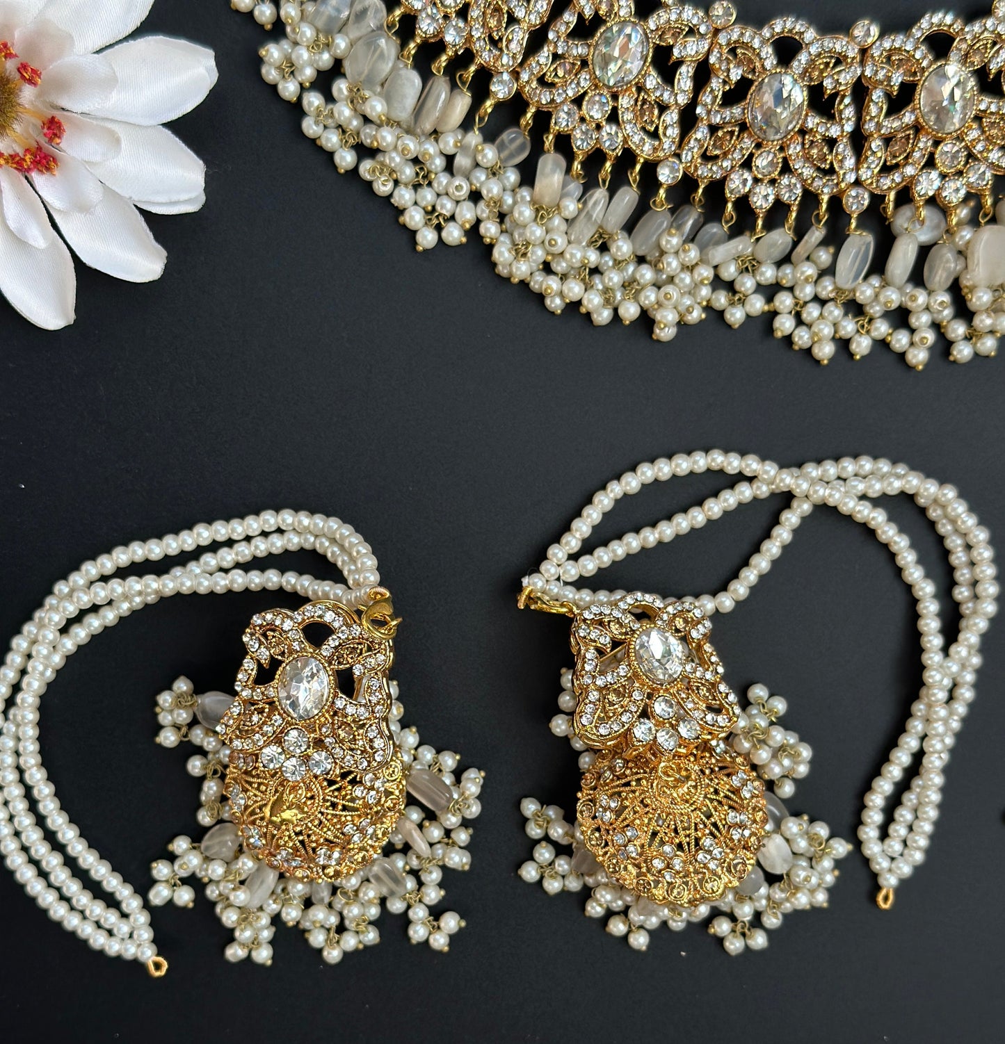 Gargantilla nupcial paquistaní con passa/collar de diamantes con joyas de boda Jhoomar/Polki y Pearl/collar shaadi indio/Sabyasachi nikkah