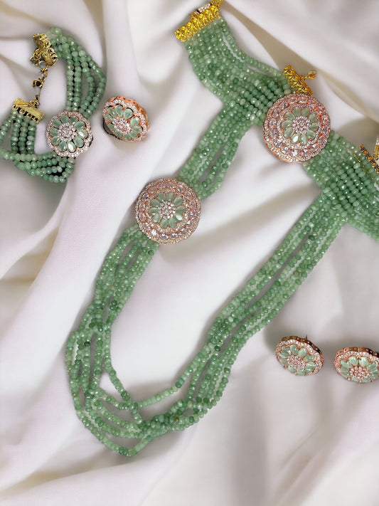 Gargantilla Cz india/Conjunto nupcial Polki/Joyería india verde/ Collar Sabyasachi/Joyería walima/rani haar/Diamante americano/collar indio largo  MerakeJewelry