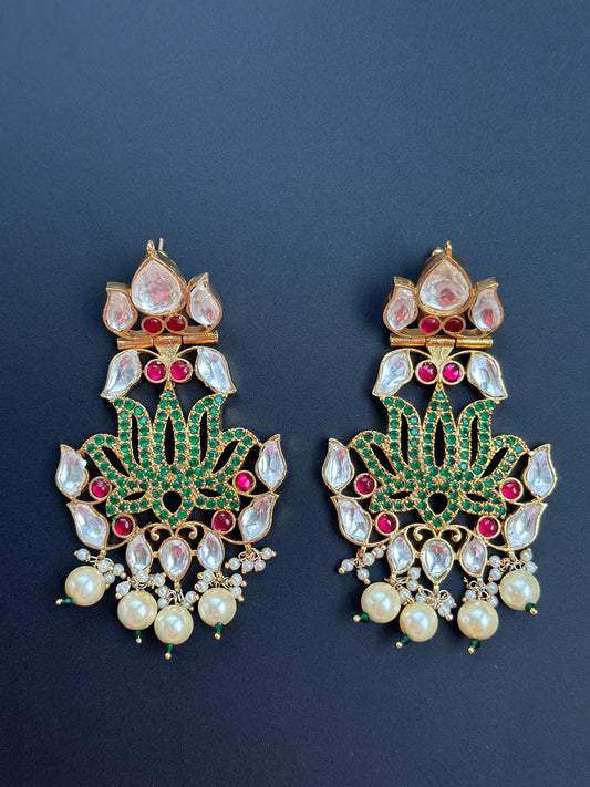 Kundan kemp jhumka earrings  MerakeJewelry