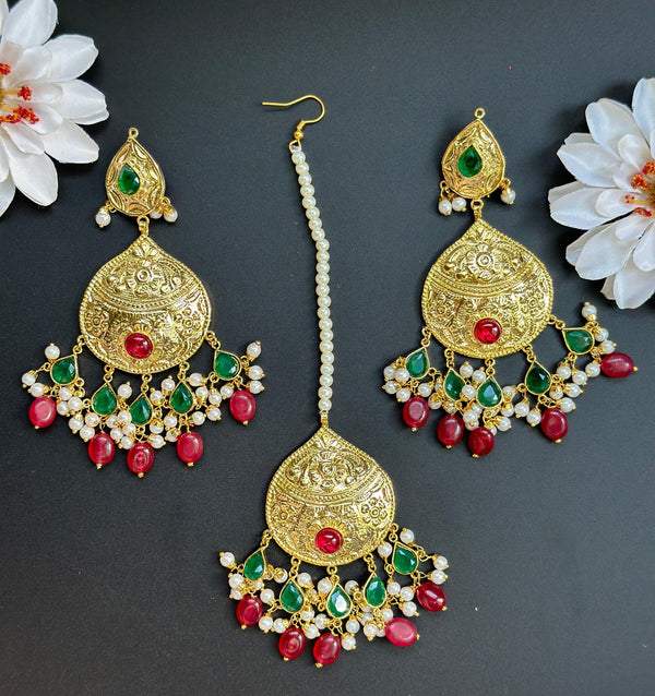 Ruhani Punjabi Tikka set in Gold MerakeJewelry - Main Image