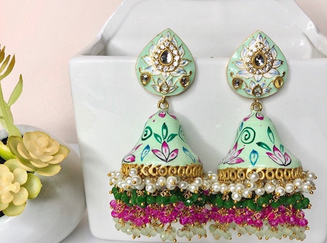 Dome Meenakari jhumki