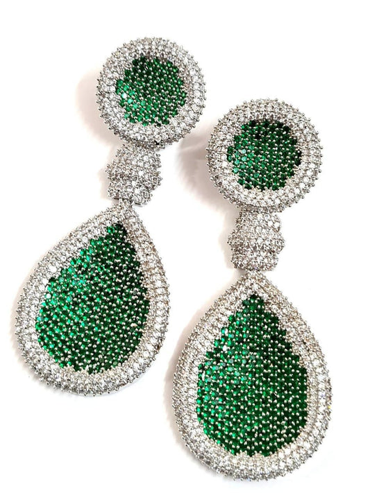 Emerald silver Earrings  MerakeJewelry