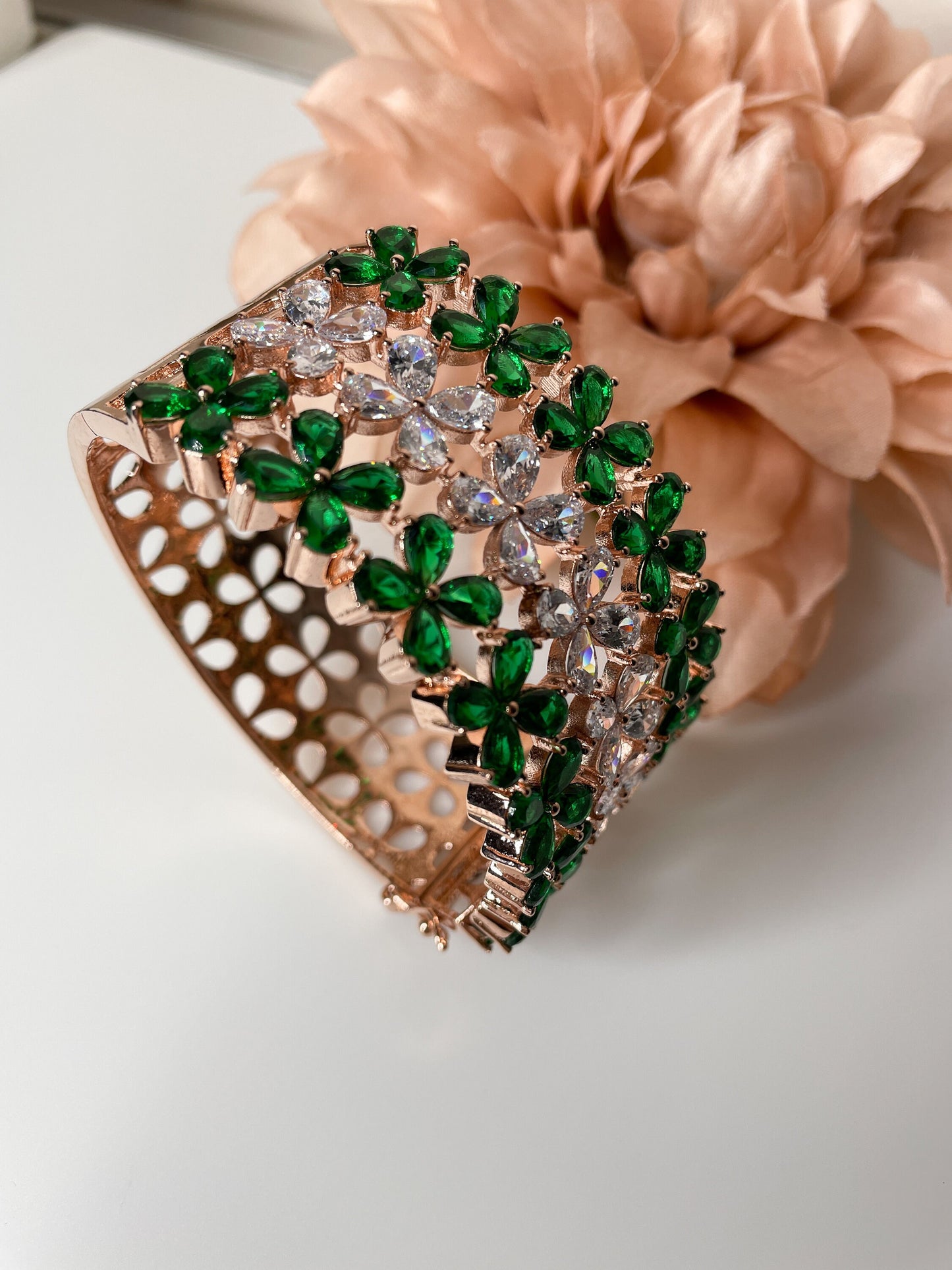 Indian Jewelry/CZ Bangle/Indian Bangle/Diamond Bracelet/CZ Jewelry/Silver Bracelet/Emerald Bracelet/Swarovski Bracelet/CZ Green Bracelet