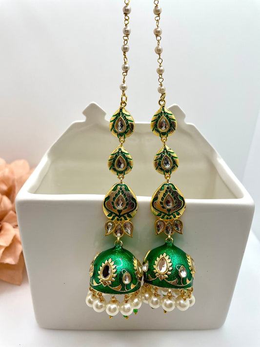 Pendientes Meenakari/Joyería india/Jhumki largo/Jhumka indio/Joyería Punjabi/Pendiente Kundan/Joyería Meenakari/Joyería india nupcial/Mehendi  MerakeJewelry