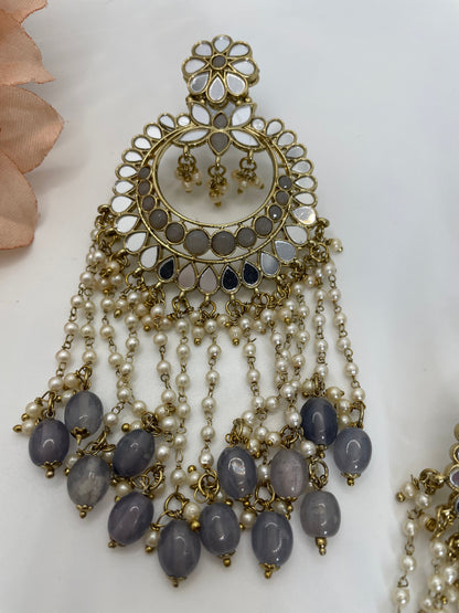 Punjabi tikka and chandbali/Indian Jhumka/Tikka and Jhumka/Punjabi Earrings/Mirror Jhumka/Mirror tikka and earrings/Mirror jewelry/Chandbali