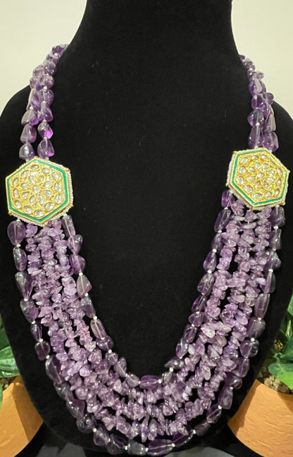 Collar largo Kundan morado