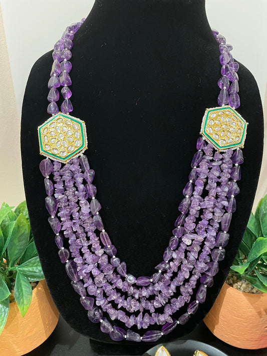 Collar largo Kundan morado  MerakeJewelry