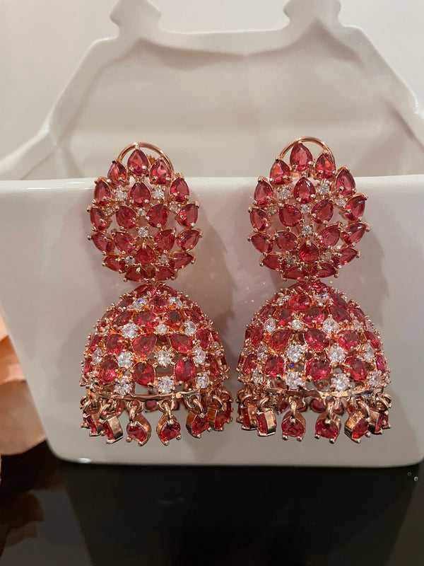 Jhumka earrings/Indian cz Jewelry/Diamond Chandbali/Indian Earrings for weddings/CZ Jhumka/Statement Earrings/Chandbali/Revolving Jhumka