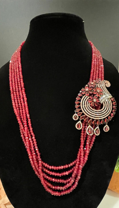 Collar rojo indio largo/collar de rubí largo con cuentas/rani haar/conjunto indio largo/joyería india de Bollywood/joyería paquistaní/regalos para su amiga