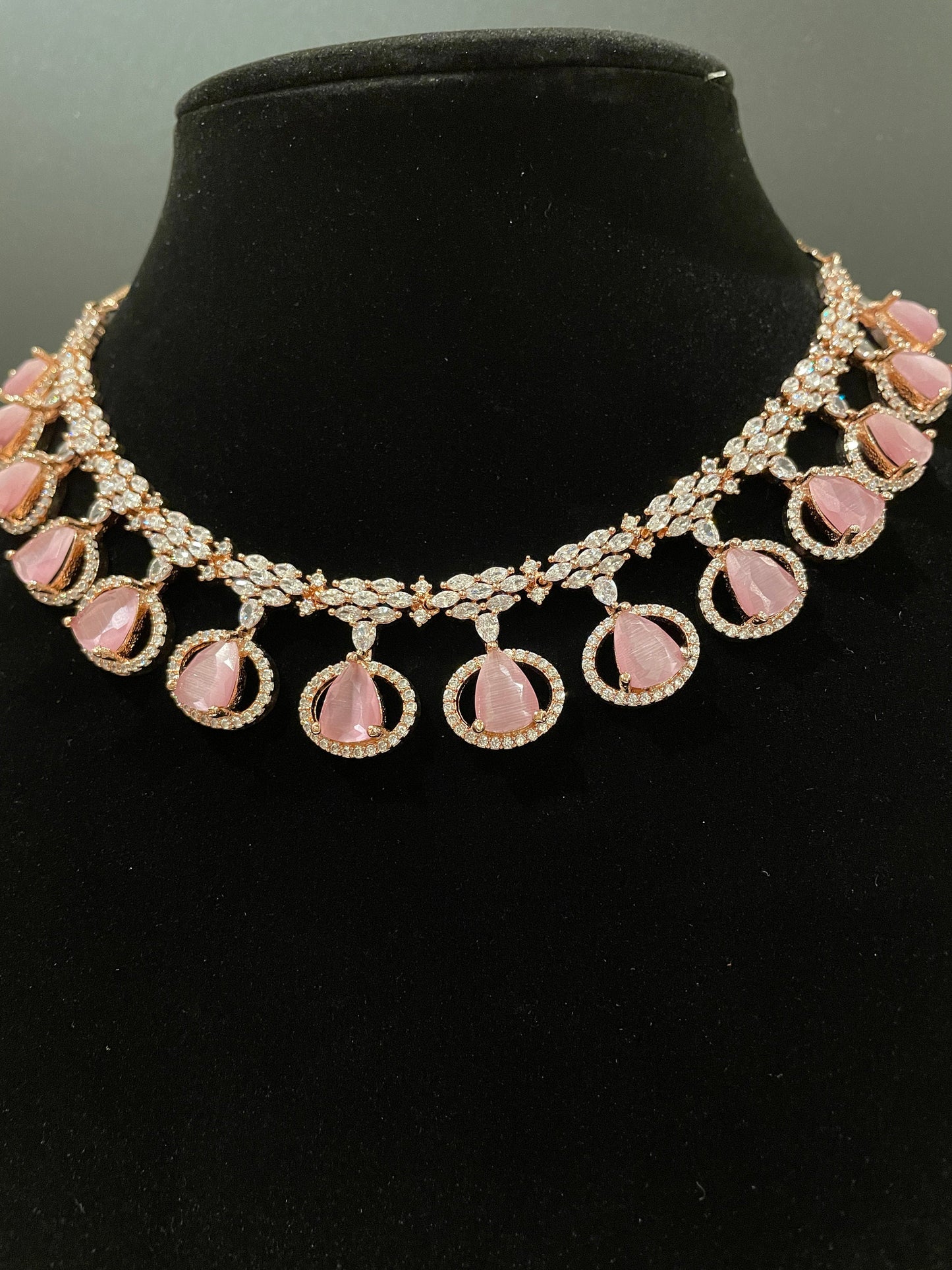 Pink AD and stone necklace
