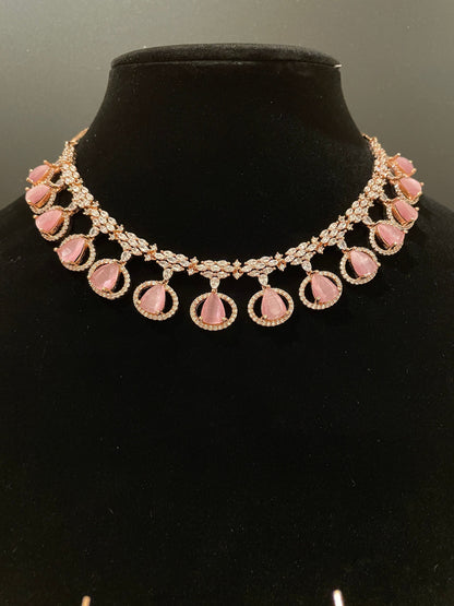 Pink AD and stone necklace