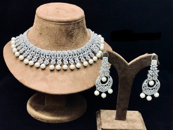 Collar nupcial indio/joyería india moderna/joyería Nikah/gargantilla india de plata/joyería india tradicional/joyería de boda india/conjunto de perlas