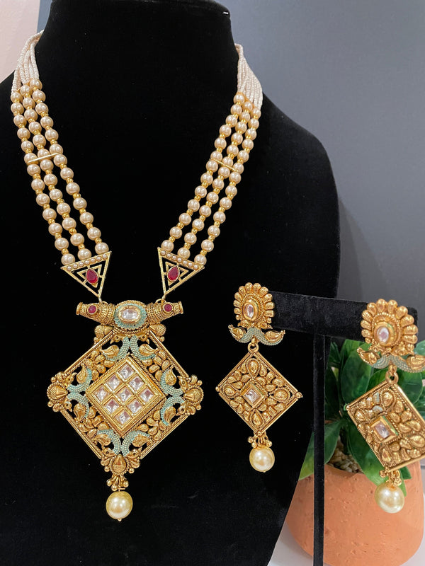 Collar largo de oro indio/collar largo kundan/rani haar/collar indio de perlas largas/joyería india de Bollywood/joyería paquistaní/oro indio