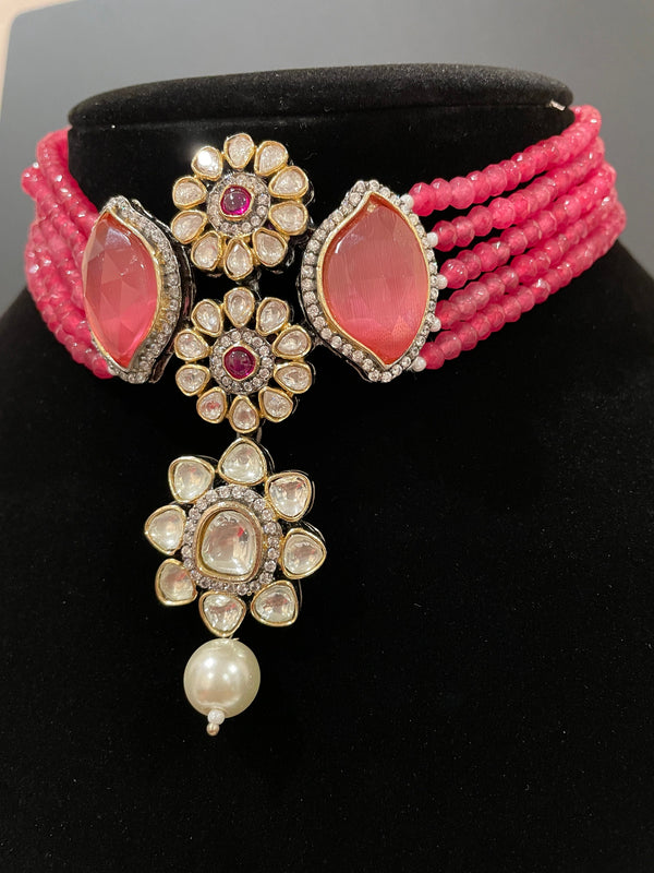 Gargantilla india/conjunto kundan/gargantilla india rosa/collar Sabyasachi/gargantilla Polki/joyería de boda india/joyería Valima/gargantilla rosa perlas