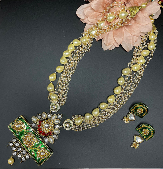 Collar largo indio/conjunto largo meenakari/collar meena de perlas indias/collar Sabyasachi/joyería de boda india/collar largo walima/Jaipur  MerakeJewelry