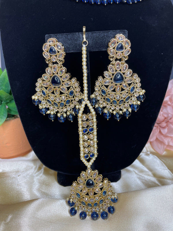 Indian bridal set/Blue kundan Set/Nikah jewelry/Blue Indian choker/Polki Choker/Pakistani jewelry/Valima choker/Sabyasachi necklace