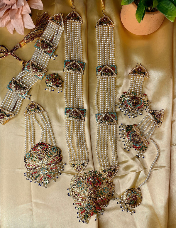 Joyería jadau india/joyería nupcial paquistaní/joyería Nikah/joyería india navratan/joyería Valima/collar de capa larga/gargantilla Valima/oro
