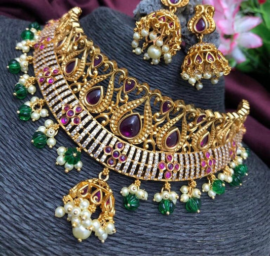 Temple Golden Ruby Set  MerakeJewelry