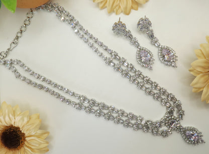 Collar victoriano de diamantes de plata/joyería de Bollywood/collar de plata rubí/collar largo esmeralda conjunto/collar cz vintage/Sabyasachi moderno