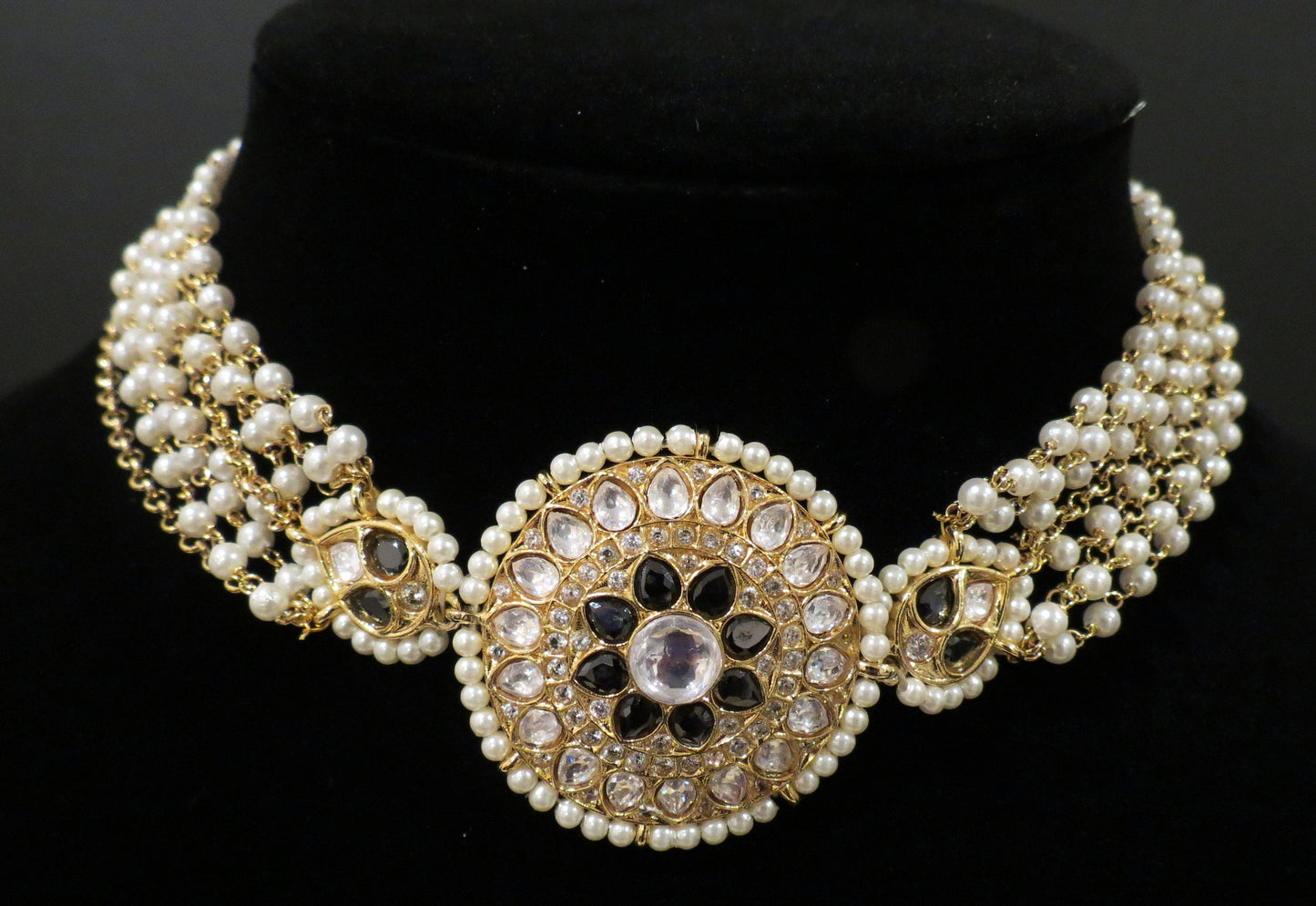 Gargantilla de perlas de oro indio con pendientes/joyería rosa claro simple nupcial/gargantilla de templo con jhumka/collar de capa de fiesta de recepción con tachuelas
