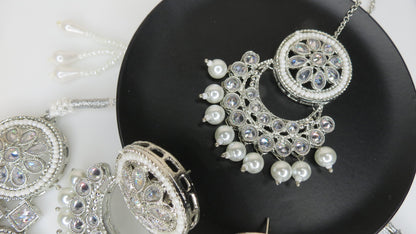 Sabyasachi necklace/Kundan Set/Silver Polki jewelry/Nikah Valima jewelry/Silver Indian choker/Pearl Indian Jewelry/amrapali set/Deepika Set