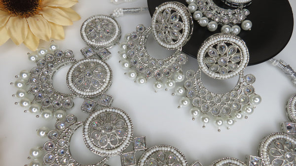 Sabyasachi necklace/Kundan Set/Silver Polki jewelry/Nikah Valima jewelry/Silver Indian choker/Pearl Indian Jewelry/amrapali set/Deepika Set