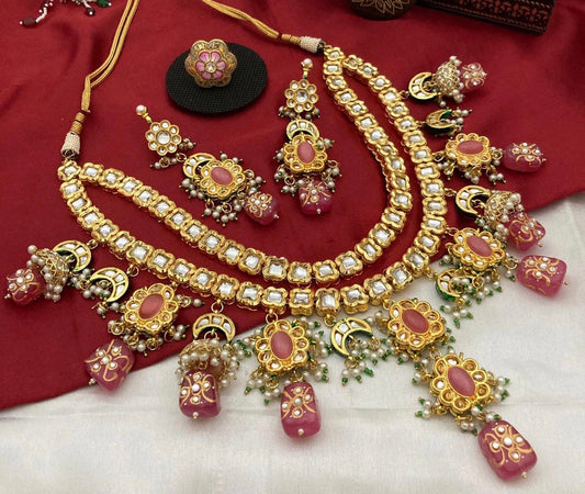 Layered Gold Kundan Necklace  MerakeJewelry