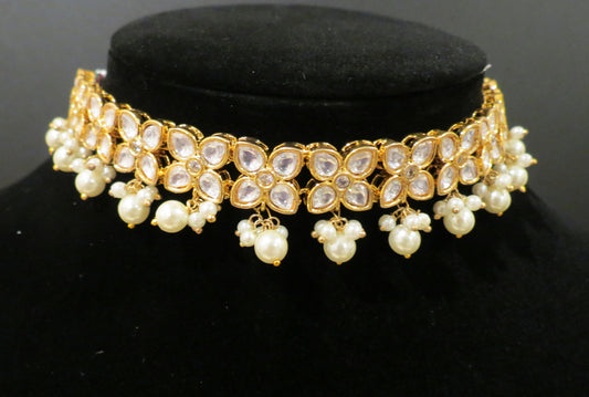 Gold Pearl Choker Set  MerakeJewelry