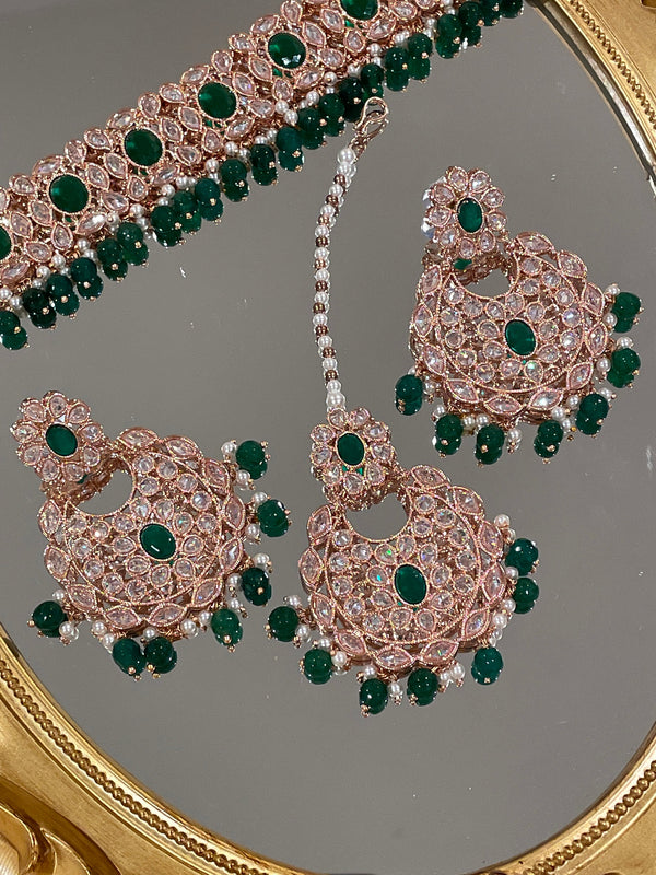 Rose gold choker/Gold Pearl Choker Set/Kundan Jewelry/Nikah Valima jewelry/Gold Indian choker/Indian Wedding Jewelry/Polki Choker/tikka set
