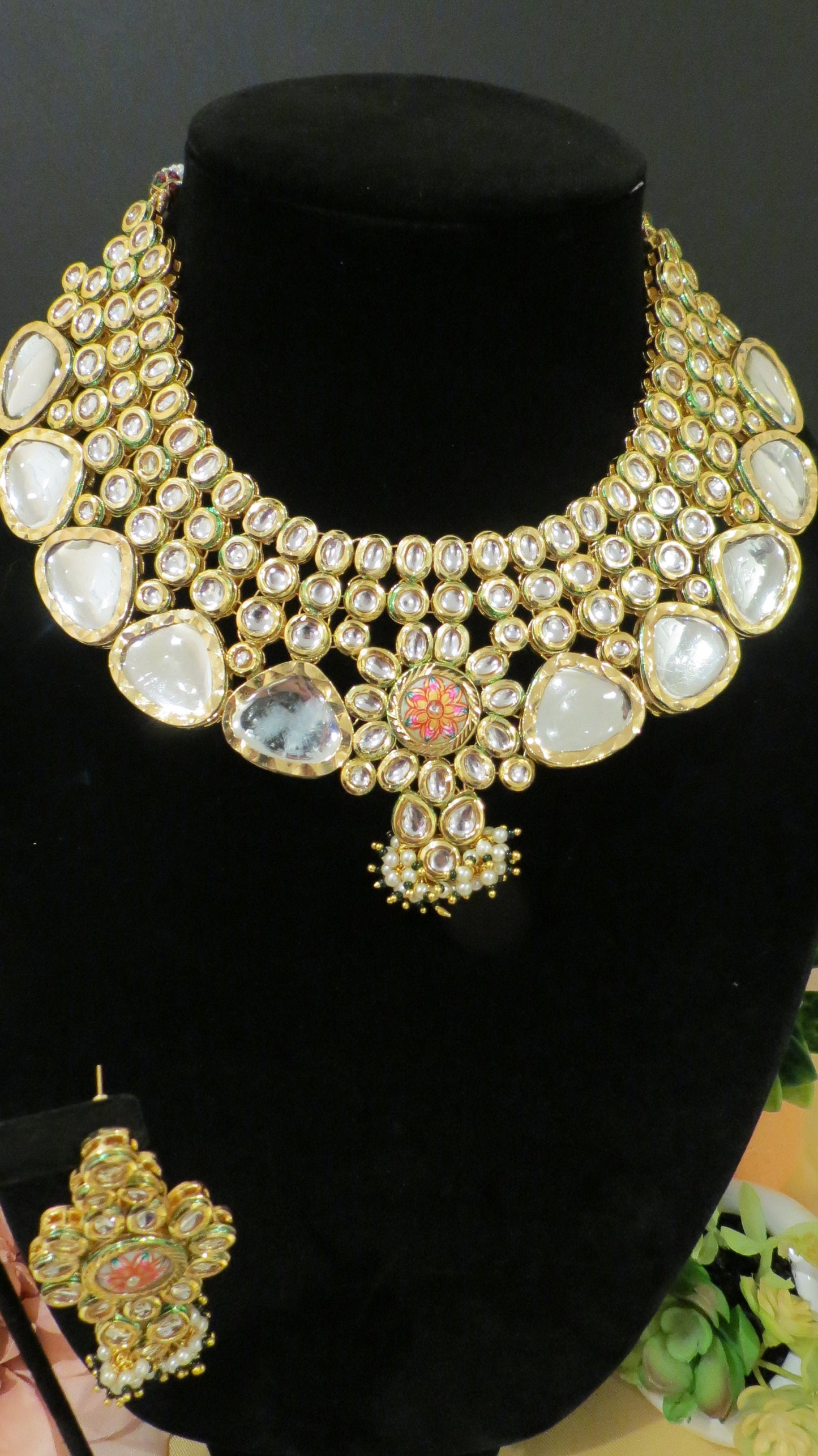 Gold Pink Indian Bridal Choker