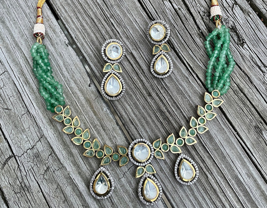 Uncut Polki Green AD Set  MerakeJewelry