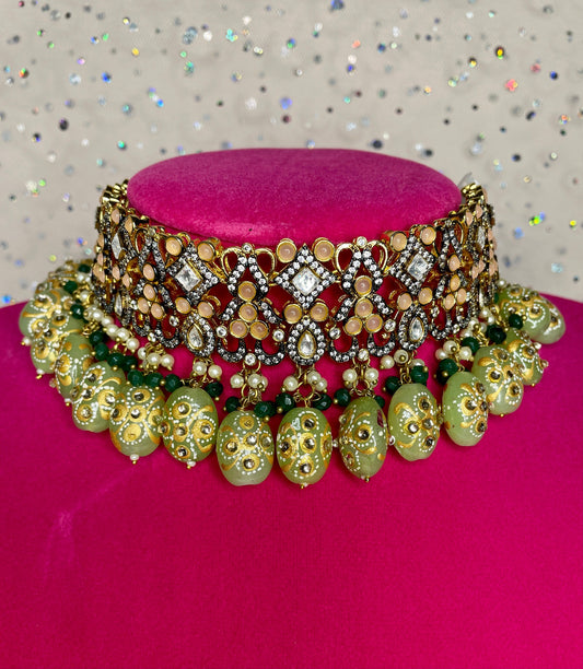 Collar Kundan/collar kundan rosa menta/collar meenakari/joyería de Bollywood/joyería de boda india/collar nupcial indio/gargantilla india  MerakeJewelry