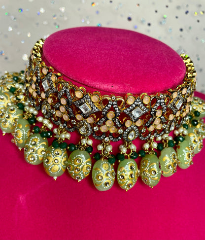 Kundan necklace/mint pink kundan necklace/meenakari necklace/Bollywood jewelry/Indian wedding jewelry/Indian bridal necklace/Indian choker