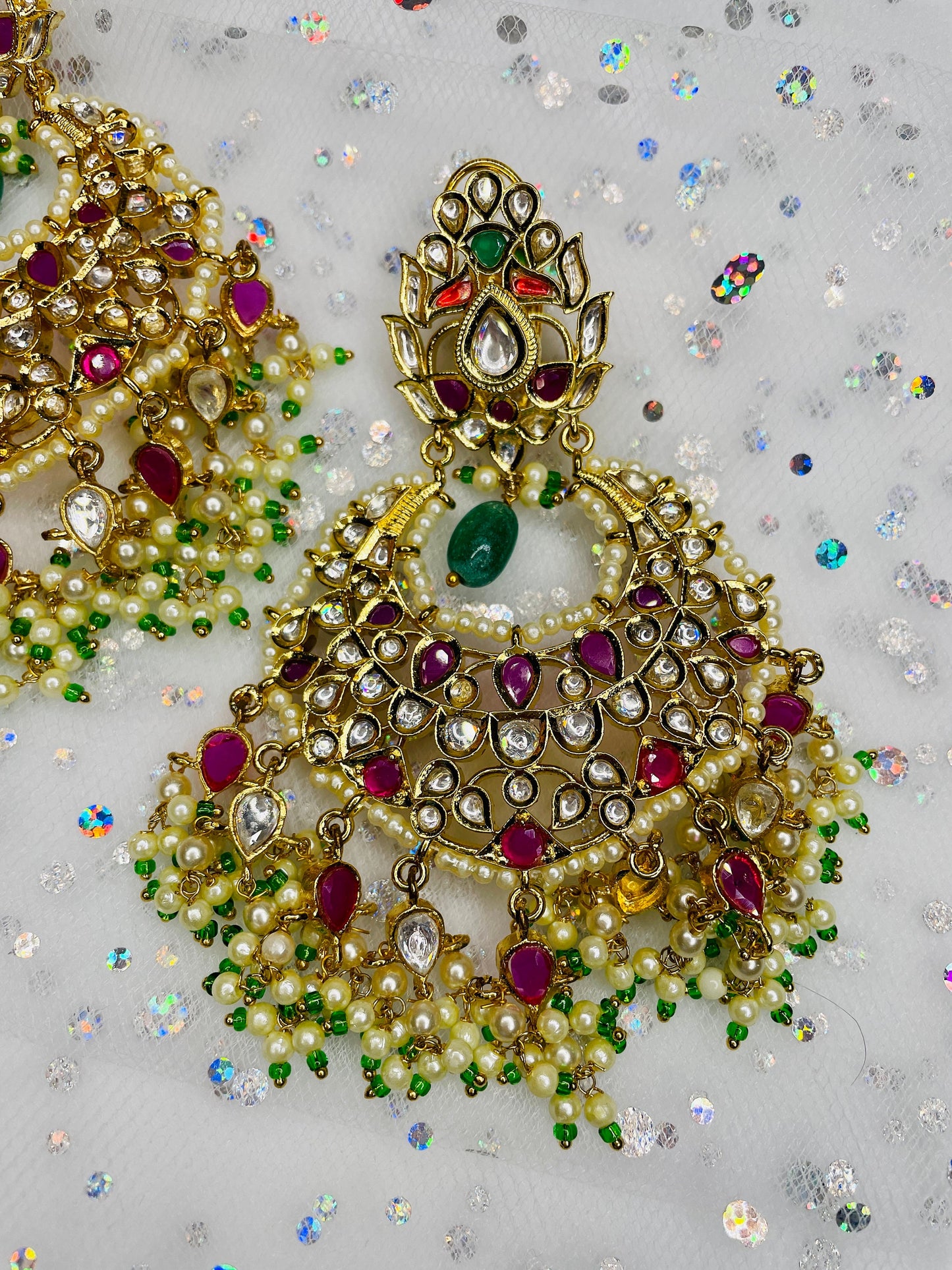 pachi kundan jhumka/pendientes de novia indios/chandbali de gran tamaño/joyería de boda india/pendientes indios de oro y rosa/jhumka paquistaní/Regalo